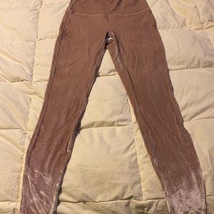 Lululemon Wunder Under Light pink shiny Velour leggings.  Like New condition.